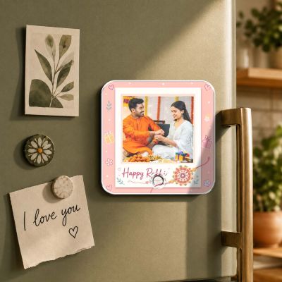 Custom Raksha Bandhan Musical Fridge Magnet Personalized Photo Song & Voice Message Gift  Rakhi Surprise for Siblings
